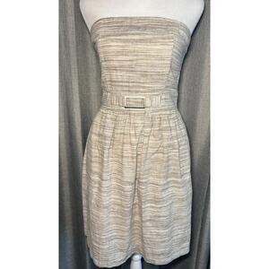 Banana Republic Dress Womens Size 0 Beige Strapless Linen Pockets Coastal NWT
